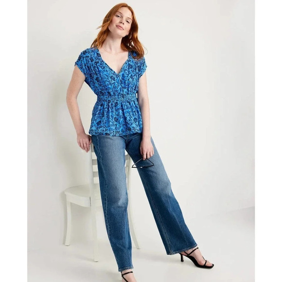 NWT Old Navy Women's Waist Defined Floral Printed Dolman Sleeve Top Size Large - Picture 2 of 12
